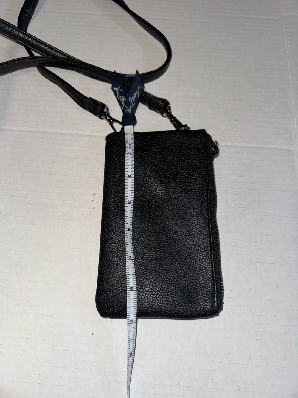 Classic Black Pebbled Leather Crossbody Wallet - Unbranded